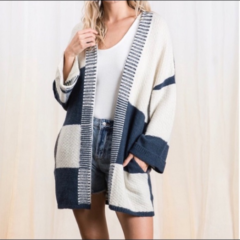 CES FEMME Oversized Block Knit Sweater Cardigan - Size S/M